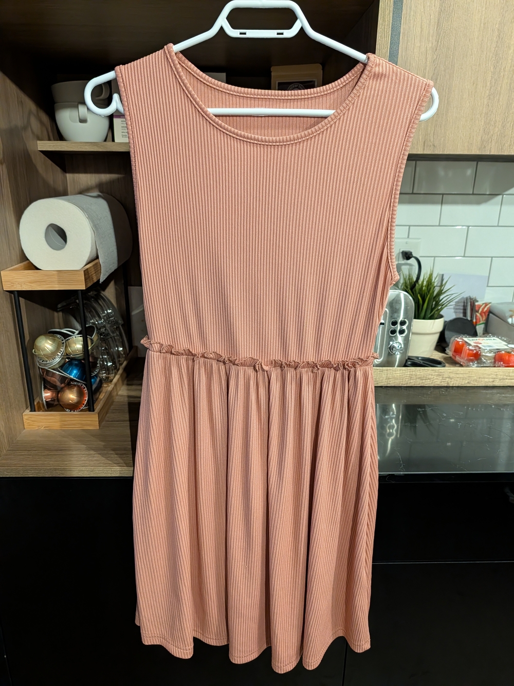 Sleeveless Ribbed Dusty Rose Women's Dress